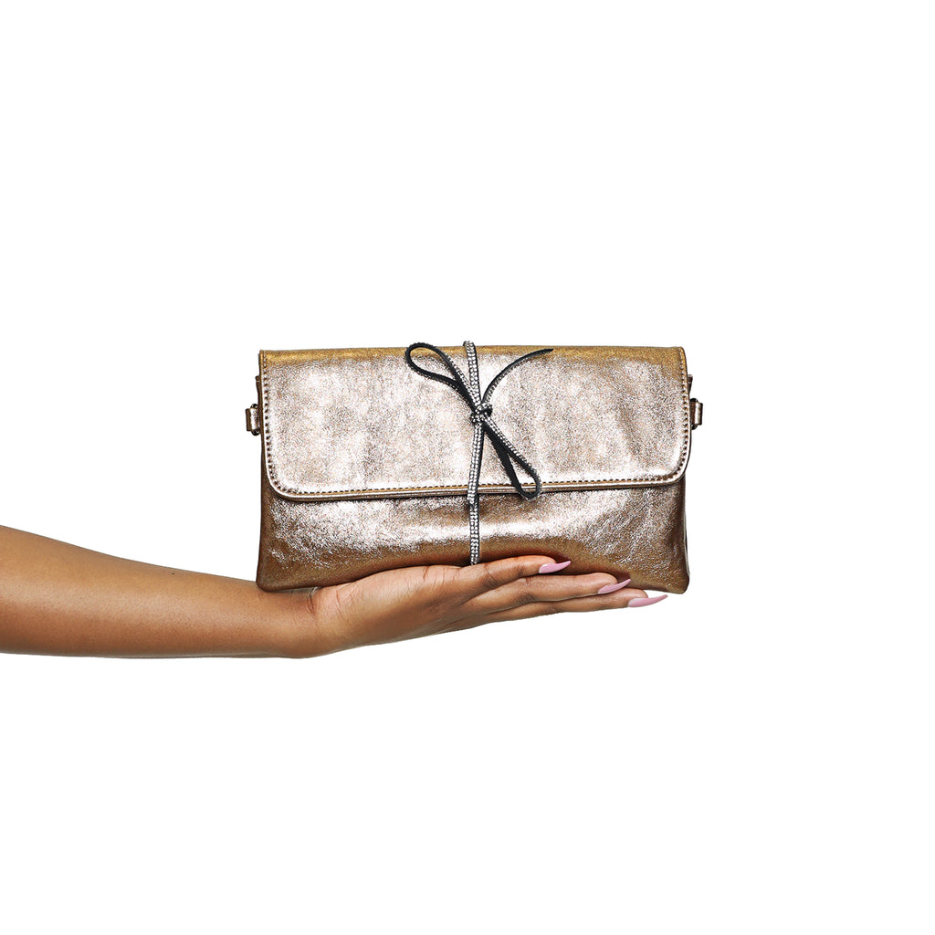 Get glamorous- Metallic bronze clutch - Luxe Clothing Boutique & Accessories