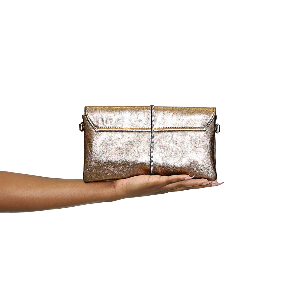 Get glamorous- Metallic bronze clutch - Luxe Clothing Boutique & Accessories