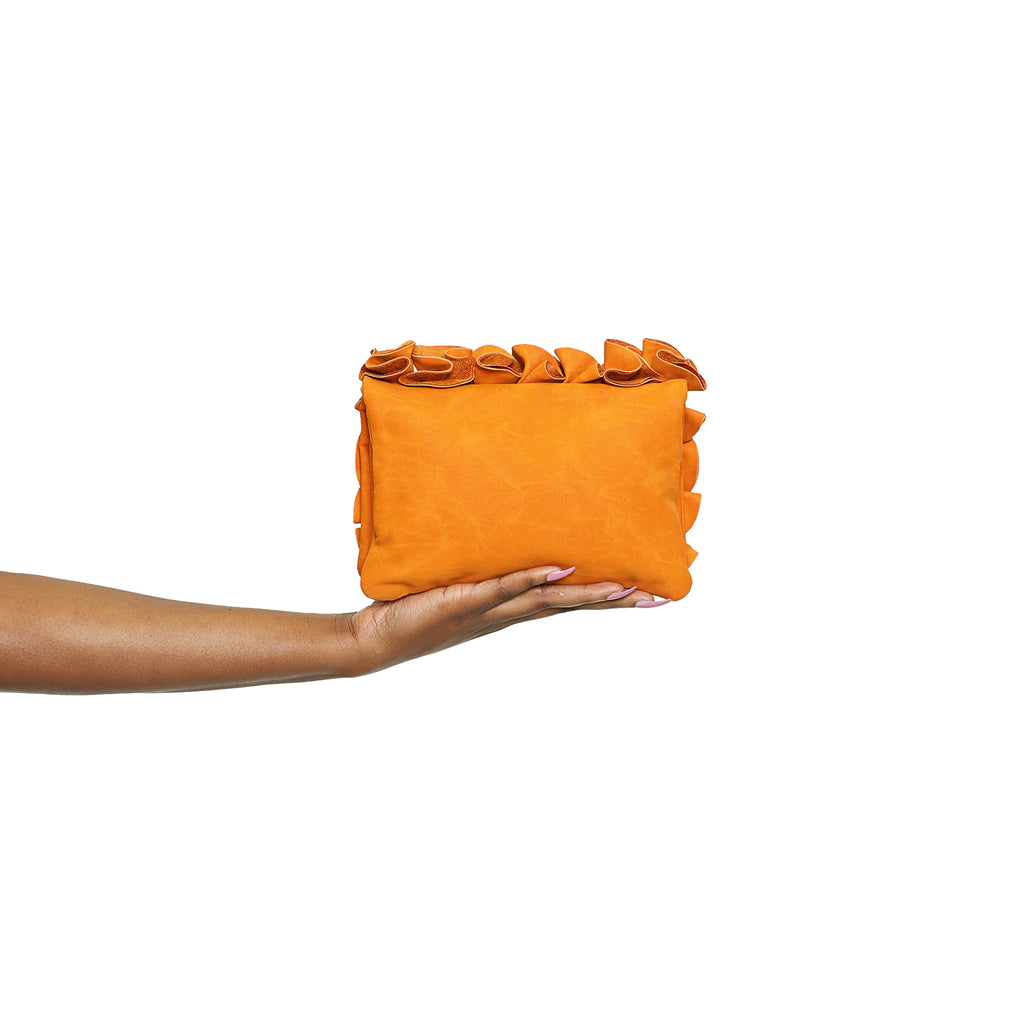 Flower detail clutch- ginger - Luxe Clothing Boutique & Accessories