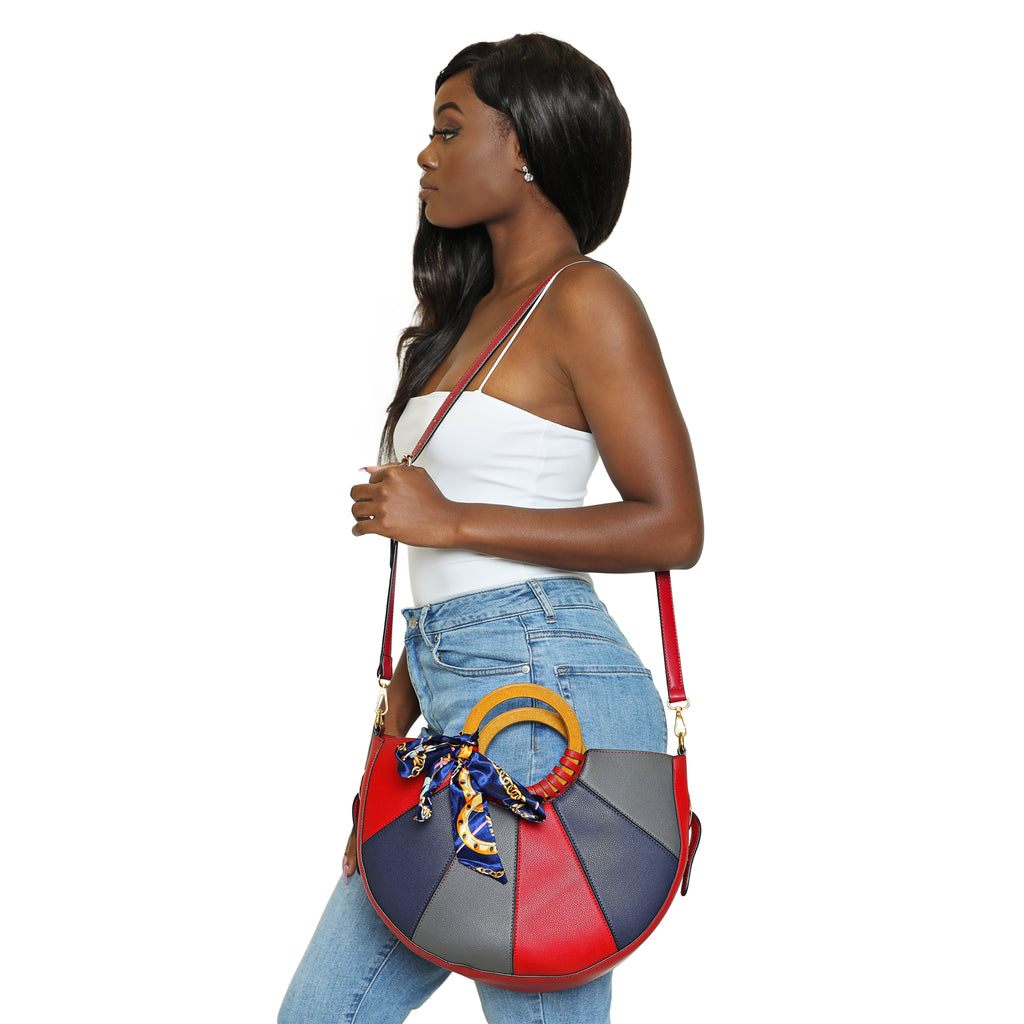 Red color block handbag - Luxe Clothing Boutique & Accessories