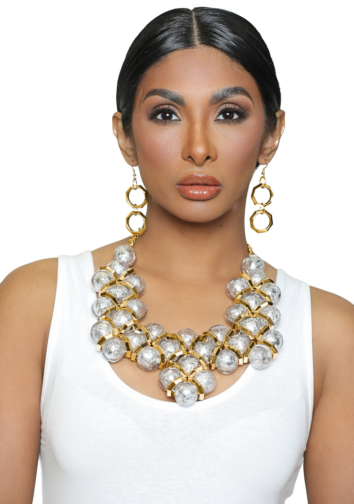 Stop and stare silver and gold necklace set - Luxe Clothing Boutique & Accessories