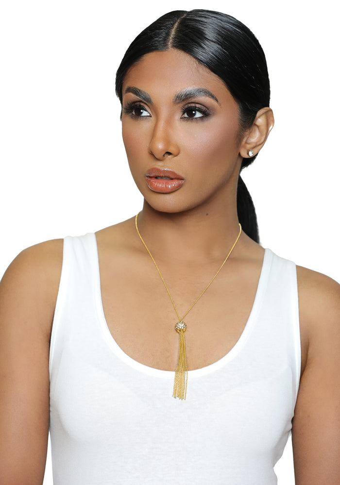 Simply styled- Gold necklace with fringe tassel - Luxe Clothing Boutique & Accessories