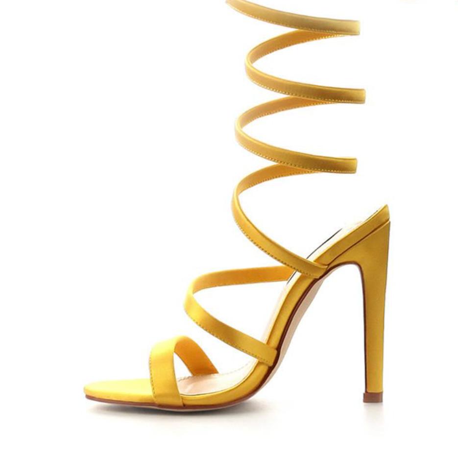 Yellow ankle wrap heel - Luxe Shoe Boutique & Accessories
