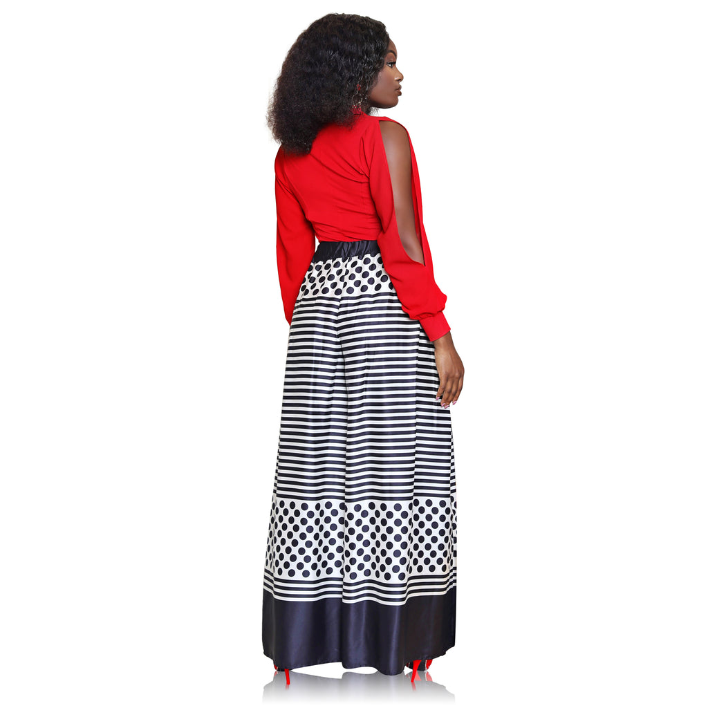 Wide leg black and white pants - Luxe Clothing Boutique & Accessories