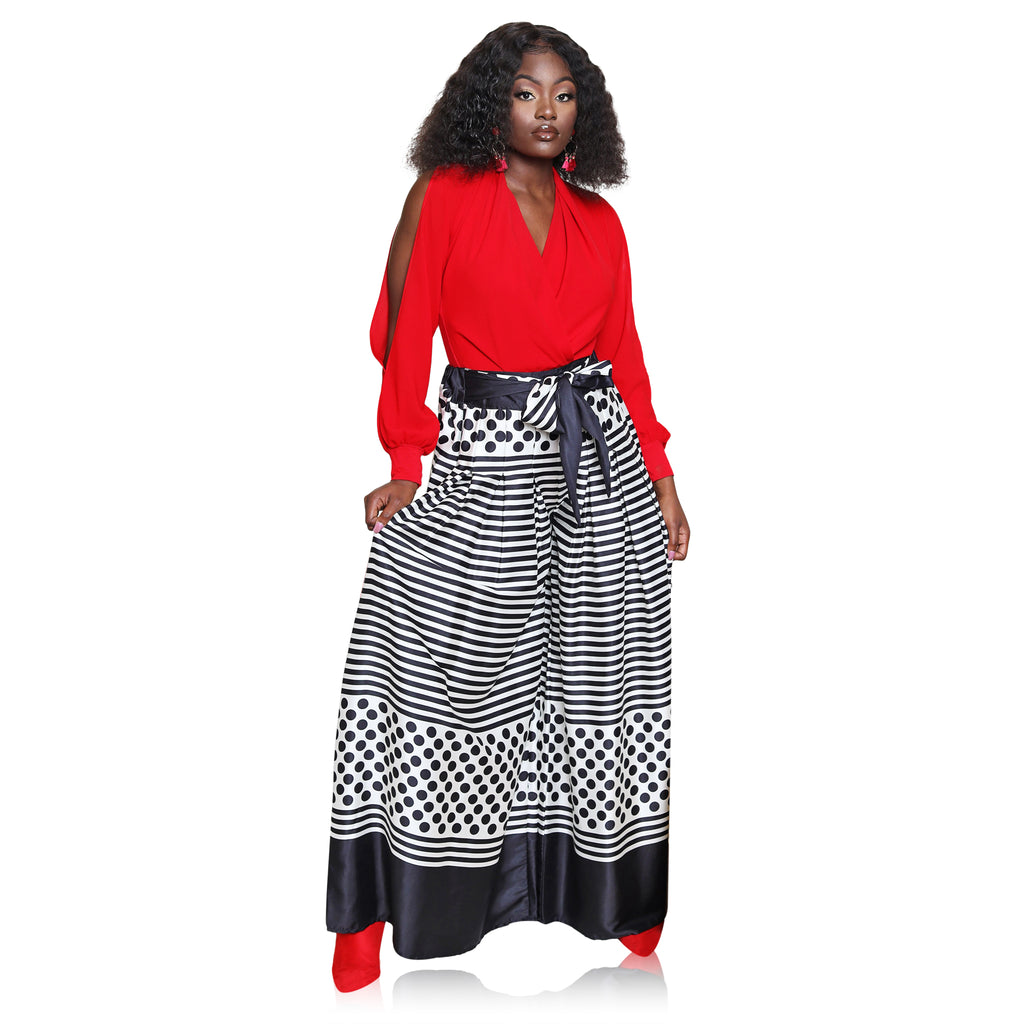 Wide leg black and white pants - Luxe Clothing Boutique & Accessories