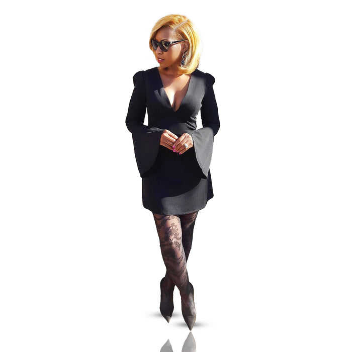 Black bell sleeve dress - Luxe Shoe Boutique & Accessories