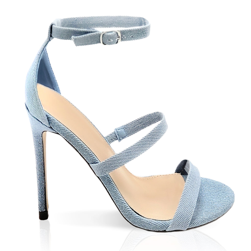 Delicious Women Thick Chunky High Heels Ankle Strap Studded Light Blue  URKEL-S | eBay