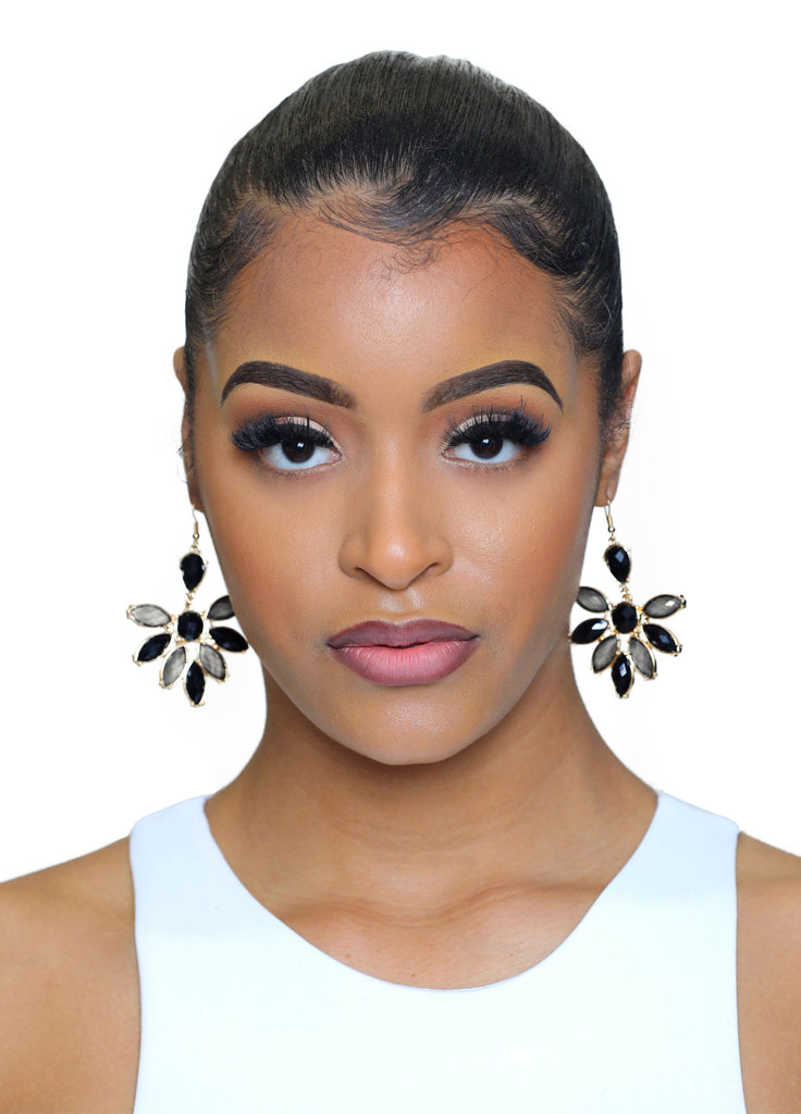 Fan Out- Grey Colored Fashion Earrings - Luxe Clothing Boutique & Accessories