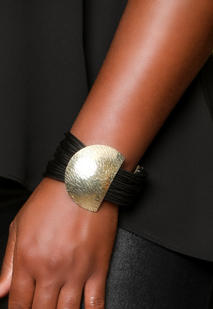 Be Bold- Black Faux Leather Bracelet - Luxe Clothing Boutique & Accessories