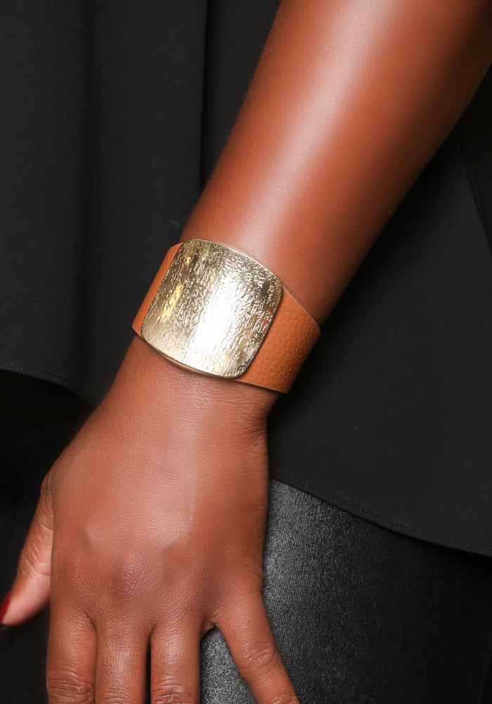 Faux Real Fashion- Brown Faux Leather Bracelet - Luxe Clothing Boutique & Accessories