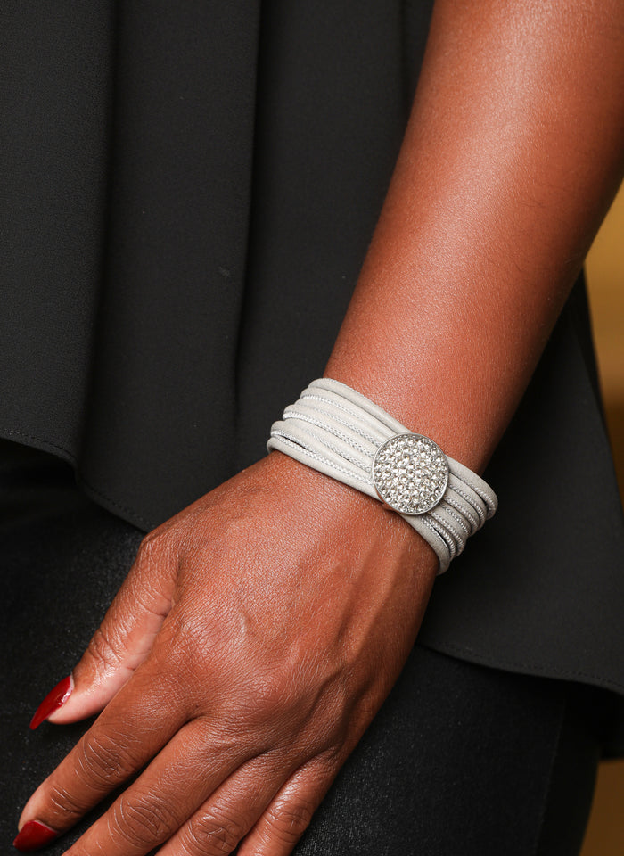 Top Level Fashion -Gray Faux Leather Bracelet - Luxe Clothing Boutique & Accessories