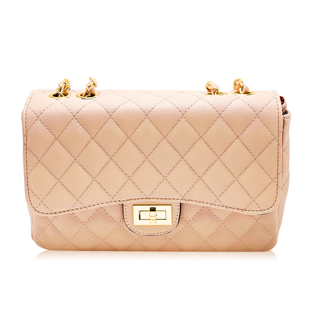 Quilted handbag (soft pink) - Luxe Clothing Boutique & Accessories