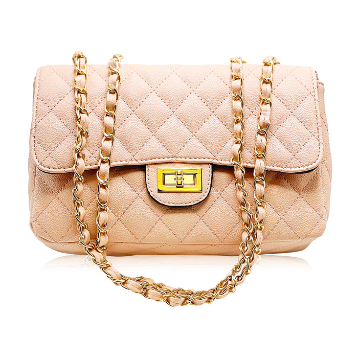Quilted handbag (soft pink) - Luxe Clothing Boutique & Accessories
